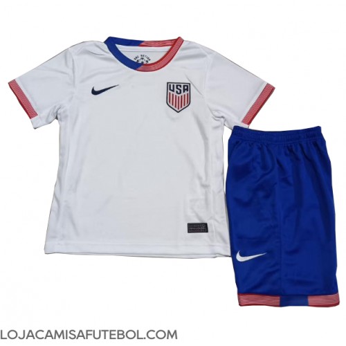 Camisa de Futebol Estados Unidos Equipamento Principal Infantil Copa America 2024 Manga Curta (+ Calças curtas)